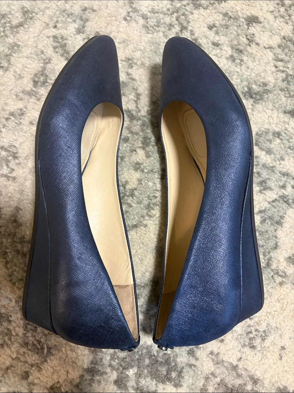 Alex Marie Navy Blue Low Wedge Moriah Leather Pumps
